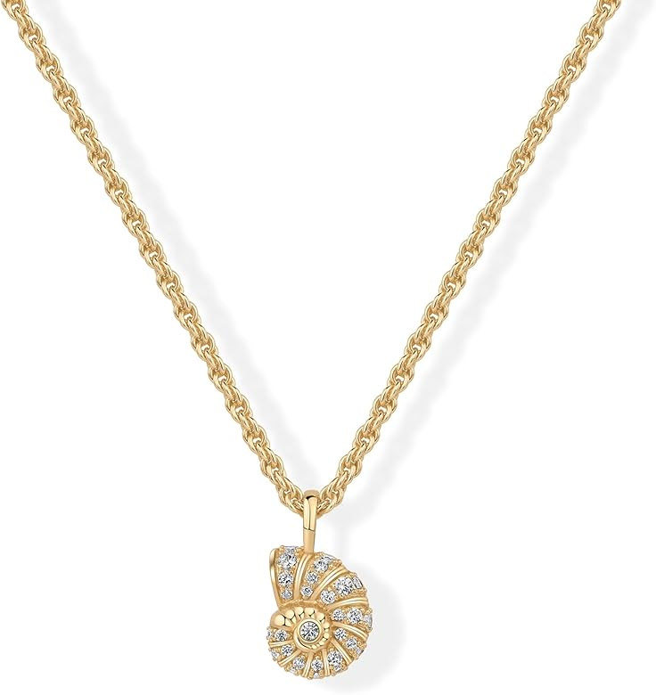 PAVOI 14K Gold Plated Dainty Statement Pendant Necklaces for Women - Hammered Circle Beachy Summe... | Amazon (US)