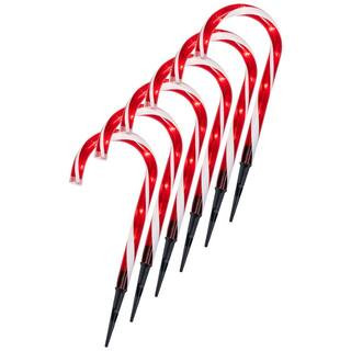 Northlight Set of 6 Lighted Blinking Outdoor Candy Cane Christmas Pathway Lights 32913617 | The Home Depot