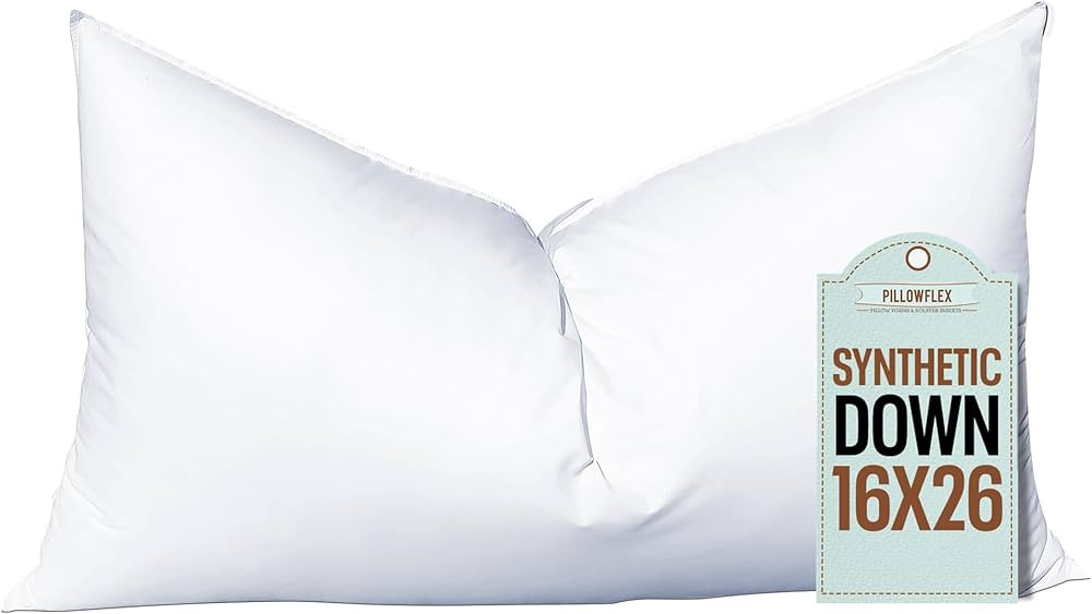 Pillowflex Synthetic Down Pillow Insert - 16x26 Down Alternative Pillow, Ultra Soft, Large Standa... | Amazon (US)