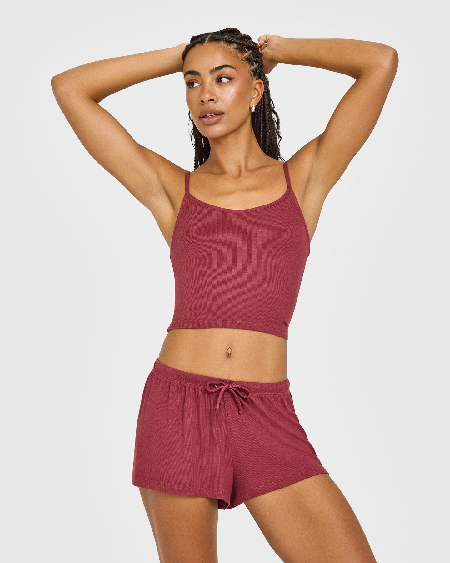 At Home Night Strappy Mid Vest 
 Burnt Maroon Red | Oner Active (UK / US)