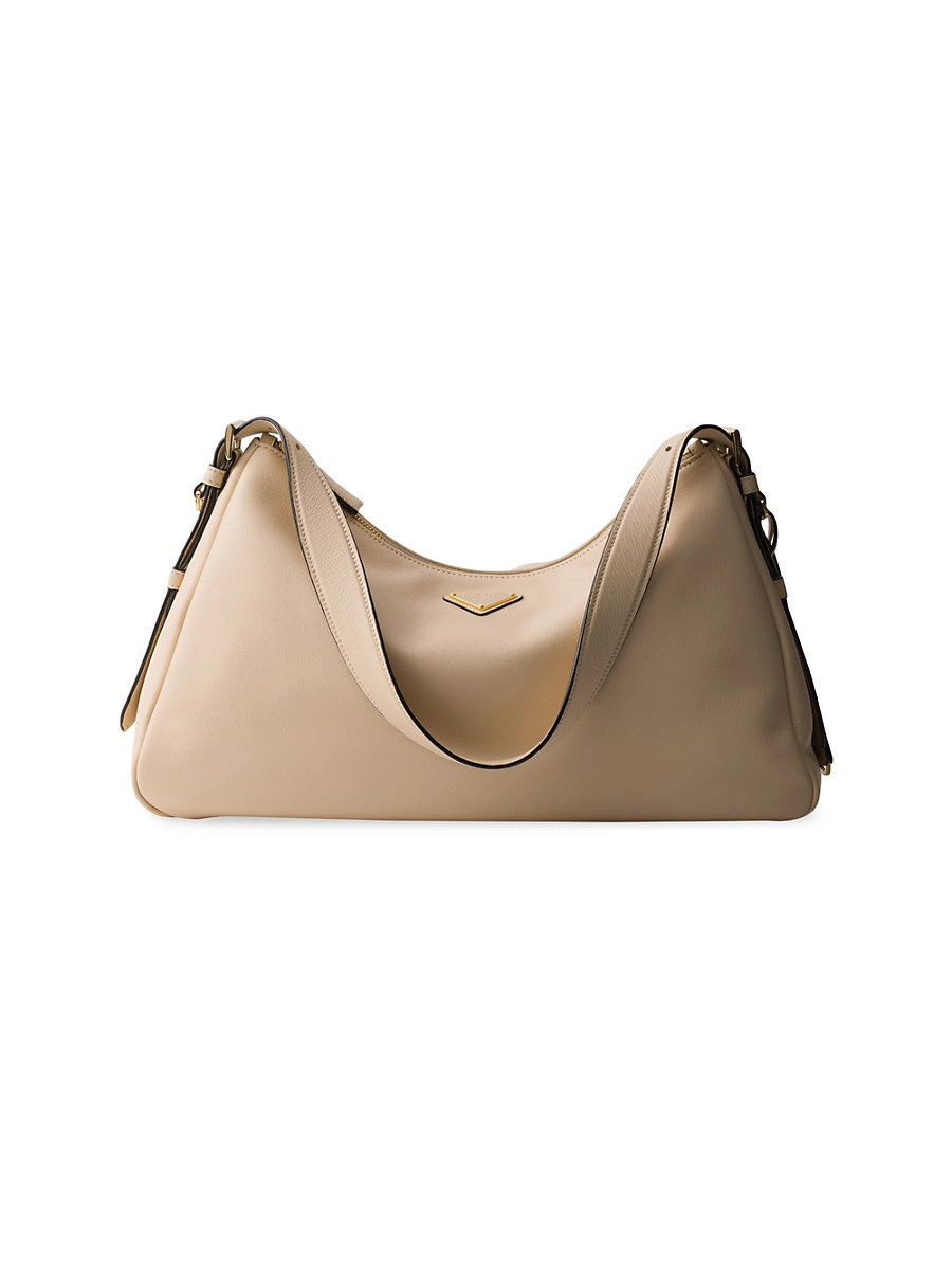 Women's Prada Aimée Large Leather Shoulder Bag - Beige Khaki | Saks Fifth Avenue