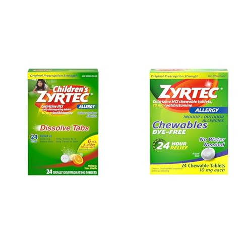 Zyrtec Children's Allergy 24HR Dissolving Citrus Tablets 24HR Allergy Relief Chewable Tablets Bundle, 24 ct Each | Amazon (US)