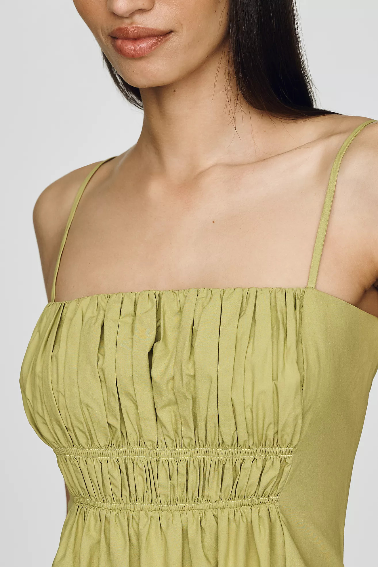 Maeve 100% Cotton Ruched Midi Dress | Anthropologie (US)