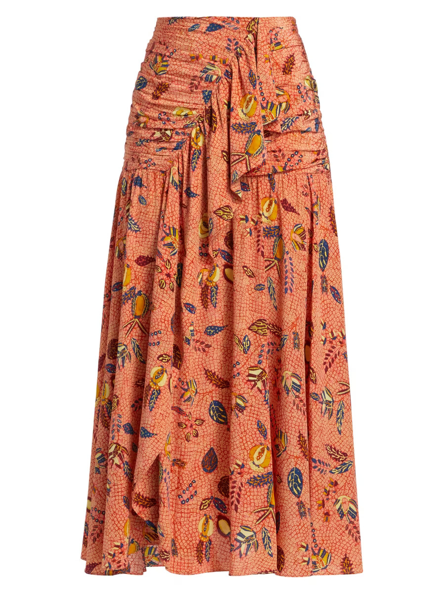 Georgina Printed Silk Midi-Skirt | Saks Fifth Avenue