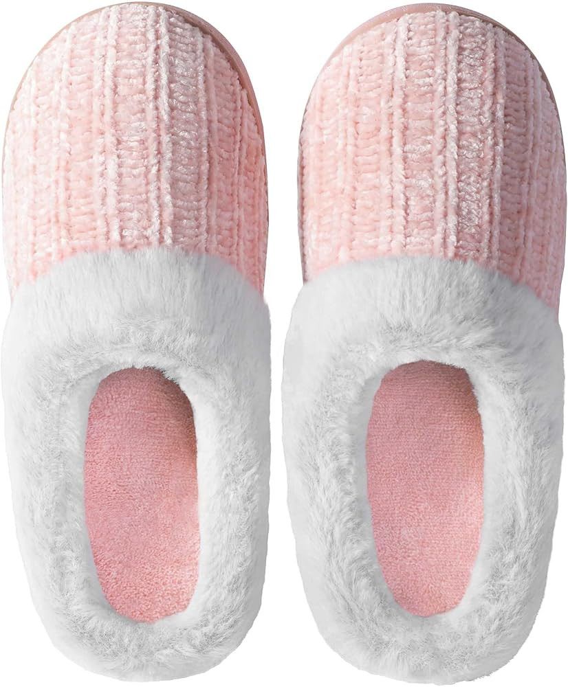 shoeslocker Slippers for Women Memory Foam Fuzzy House Slippers Bedroom Non-slip Warm Fluffy Plus... | Amazon (US)