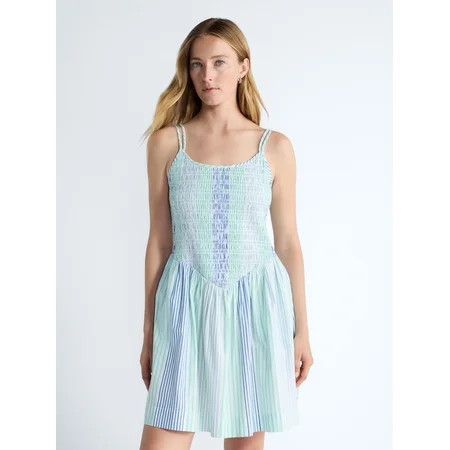 Free Assembly Women s Sleeveless Smocked Cotton Mini Dress Sizes XS-XXL | Walmart (US)