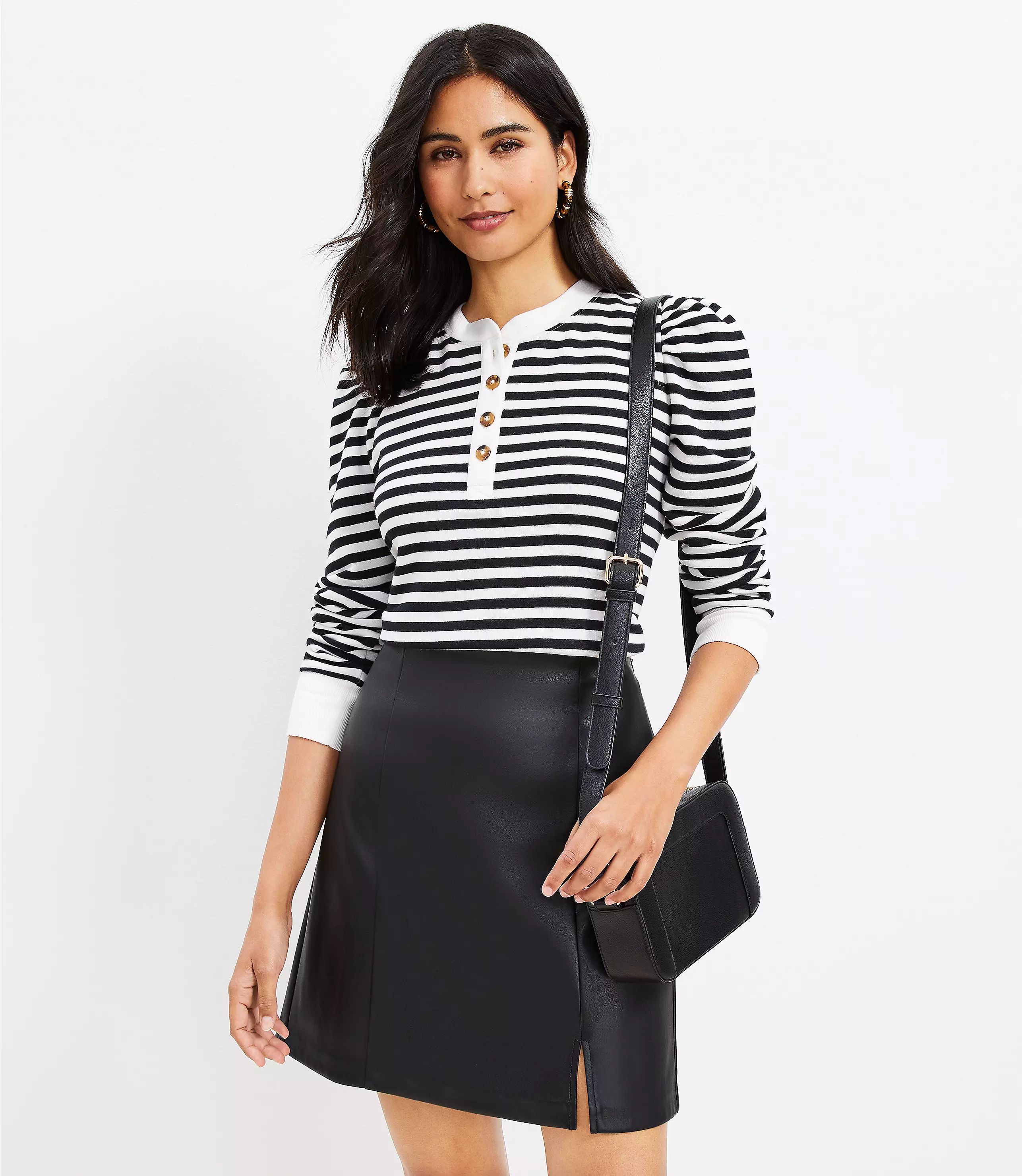 Tall Seamed Faux Leather Skirt | LOFT