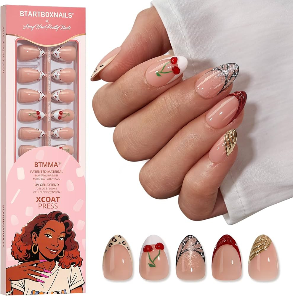BTArtboxnails X LONGHAIRPRETTYNAILS Press On Nails - Autumn Muse, 5 Designs Mix Match Short Almon... | Amazon (US)