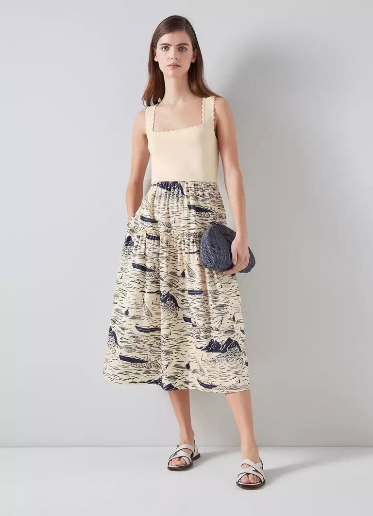 Crosby Organic Cotton-Blend Riviera Print Dress | L.K. Bennett (UK)