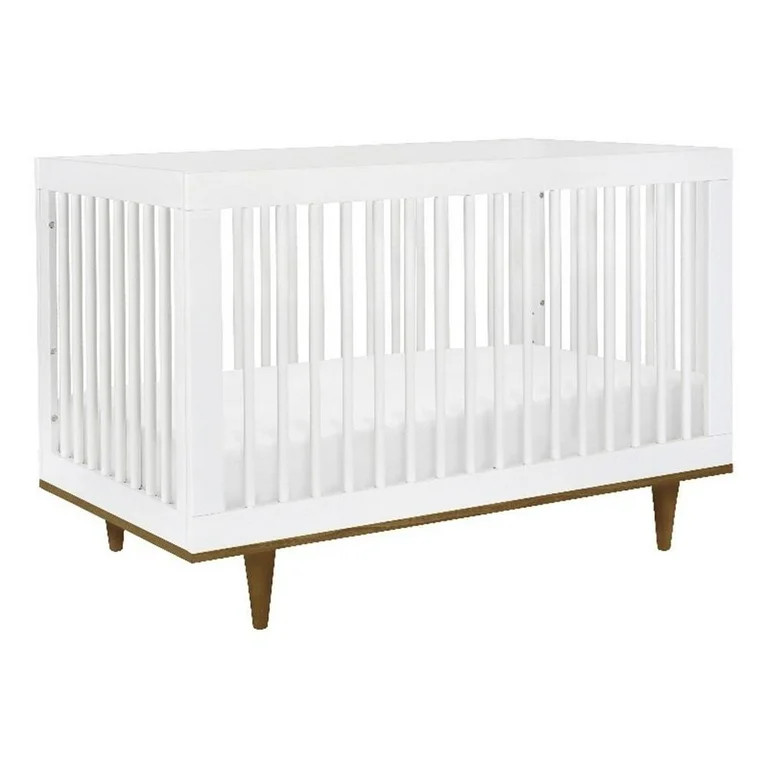 Davinci Marley Modern Pine Wood 3-In-1 Convertible Crib in White/Walnut - Walmart.com | Walmart (US)