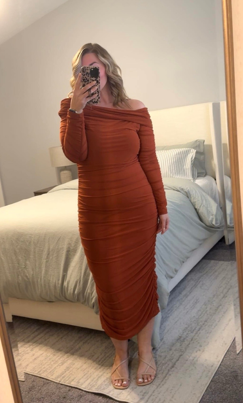 Fall wedding guest dress inspo ✨ wearing a large for reference. Super flattering ruching detail and comes in a bunch of colors (this is the caramel). Code ‘ashleymorganstyle’ for $$ off a Loopy phone case 🐆 

#ootn #midsizestyle #midsizefashion #midsize #amazon #amazonfashion #weddingguestdress #loopycase #cuteoutfit #fallwedding #winterwedding #burntorangedress #holidaypartydress #homedecor #affordableoutfit #affordablestyle #glamnetic #apartmentdecor #duvet #bedroominspo

#LTKSaleAlert #LTKMidsize #LTKWedding