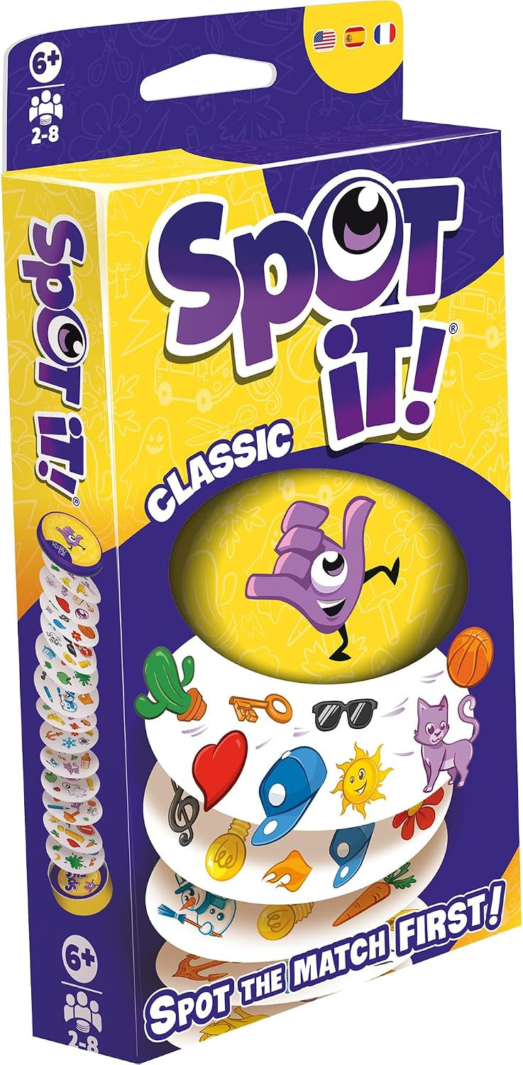 Asmodee Spot It! Classic Card Game (2024 Refresh) - Eco-Blister Edition, 5-in-1 Visual Perception Game for Quick Reflexes and Family Fun, Ages 6+, 2-8 Players, 10 Minute Playtime | Amazon (US)
