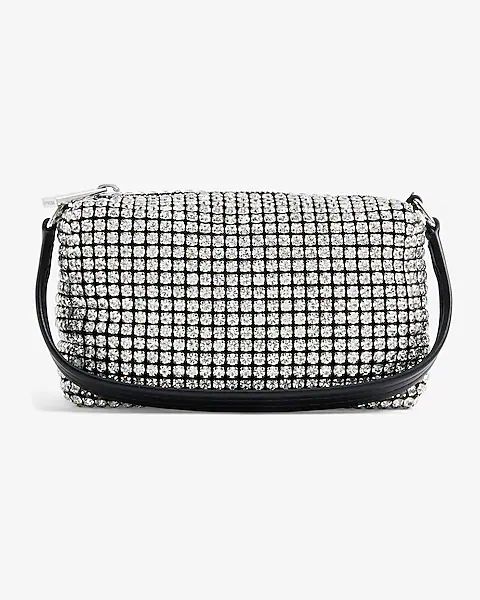 Rhinestone Faux Leather Shoulder Bag | Express