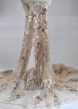 SanVera17 Applique African Lace Fabric 3D Lace Material Net Lace Fabric French Tulle Lace for Wed... | Amazon (US)