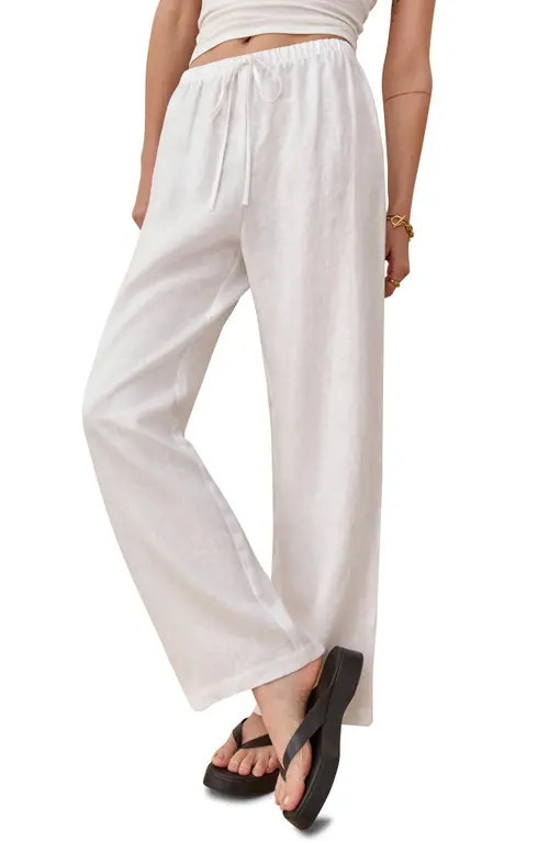 Reformation Olina Tie Waist Pants in White at Nordstrom, Size X-Small | Nordstrom