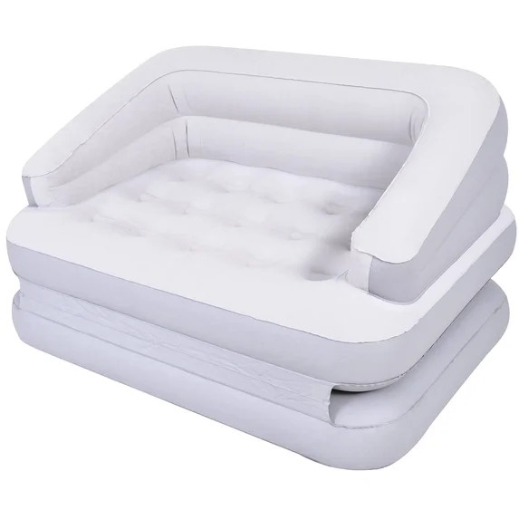 Honeydrill 78" x 54" x 24" Inflatable Sofa, 5-in-1 Air Couch, White/Flocked Surface | Walmart (US)