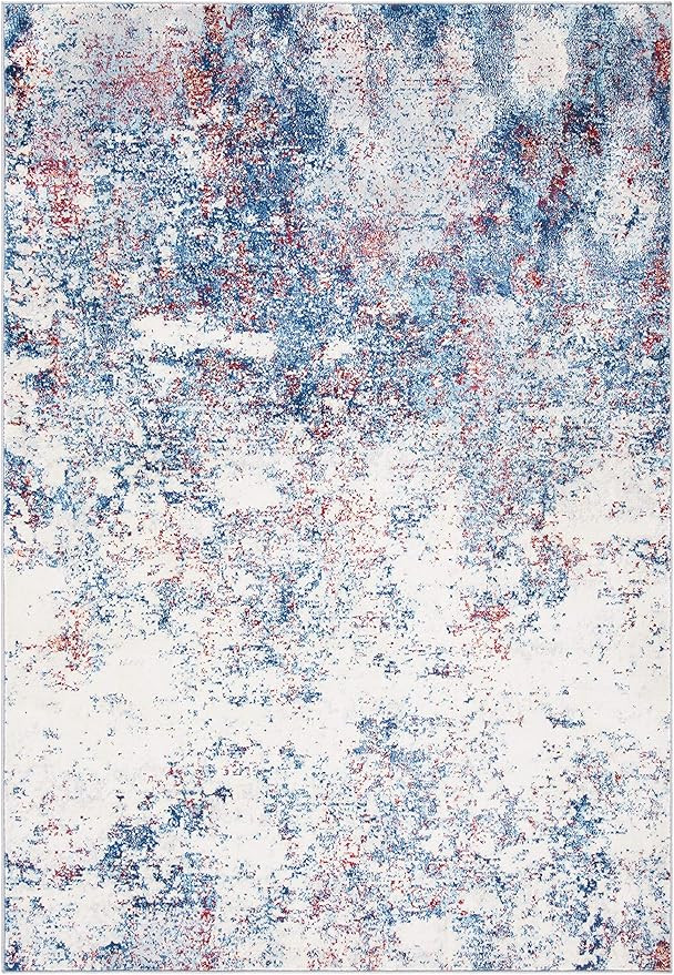 Safavieh Brentwood Collection BNT822N Modern Abstract Area Rug, 6' x 9', Navy / Red | Amazon (US)
