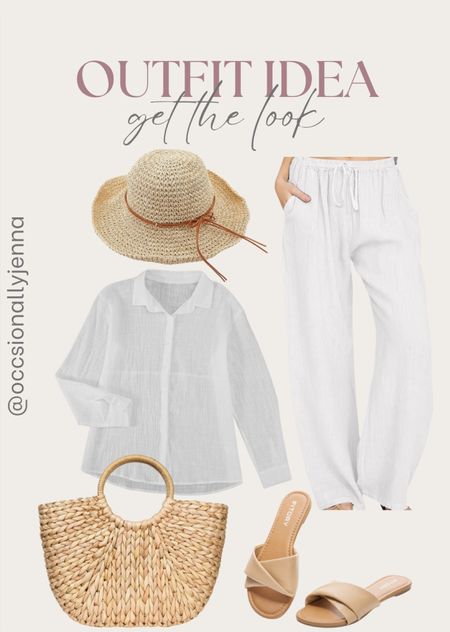 Outfit idea, get the look! 

Vacation style, linen, beach hat, pool outfit, beach bag, straw, sandals, shoes, summer style 

#LTKTravel #LTKSwim #LTKStyleTip
