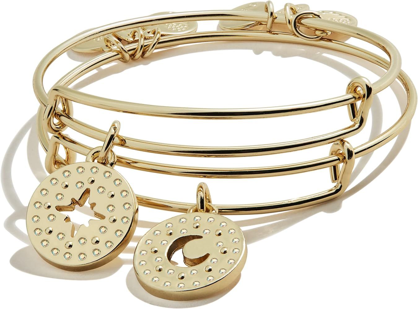 Alex and Ani Connections Expandable Bangles for Women, Best Friends Moon and Star Charms, Shiny F... | Amazon (US)