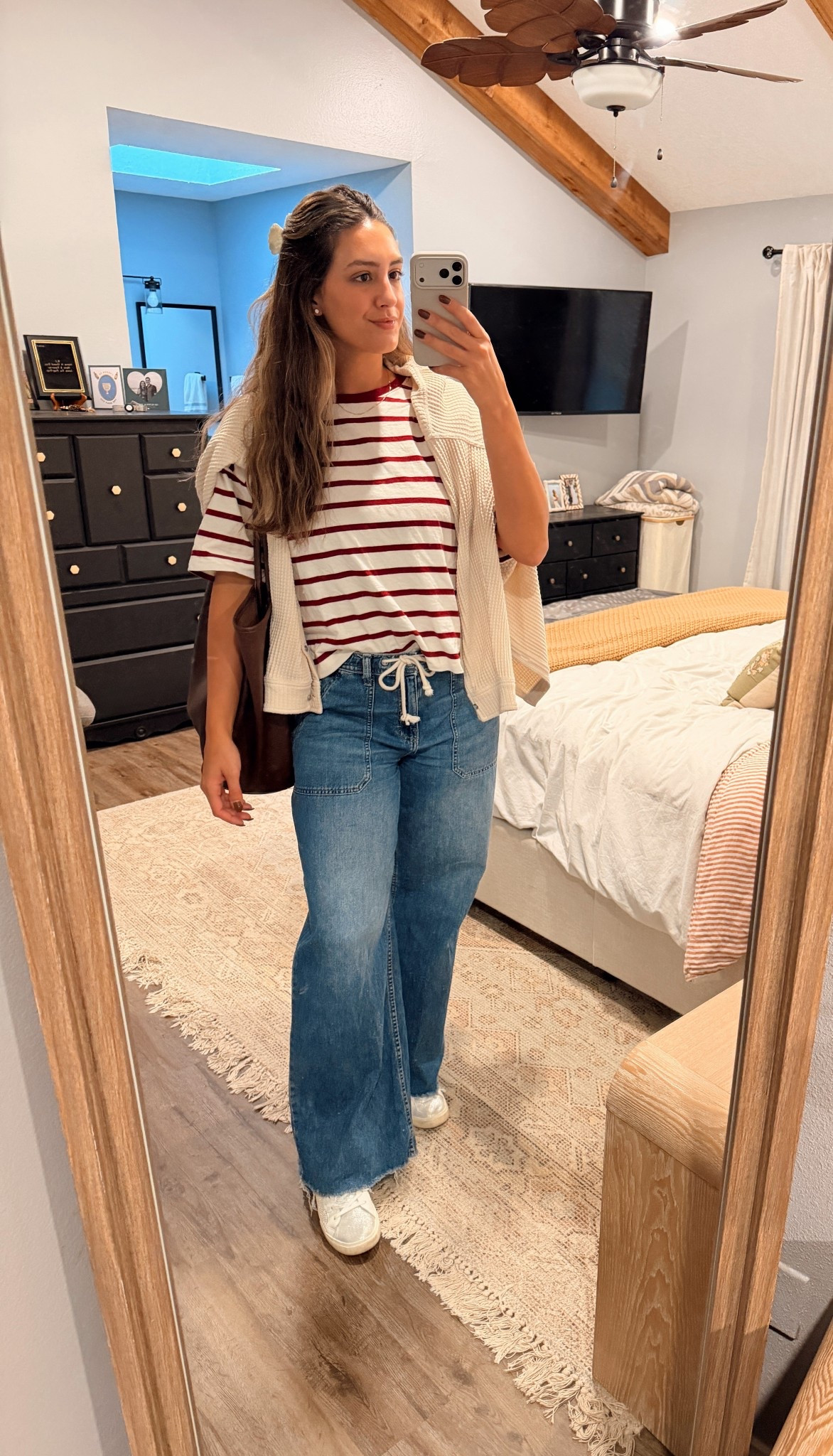 Christmas lights outfit causal winter holiday outfit tie waist wide leg jeans 

#LTKHoliday #LTKmomlife #LTKootd