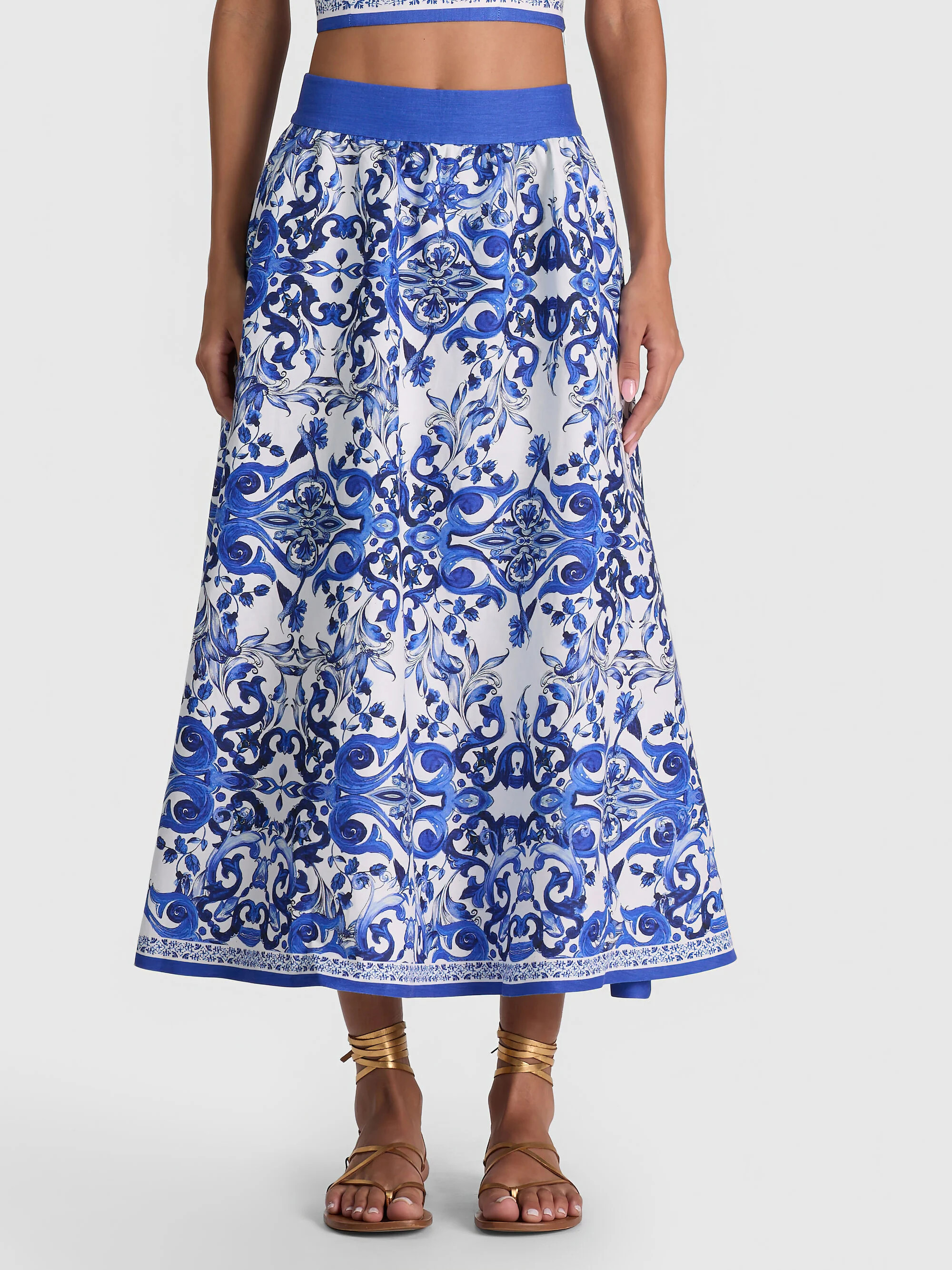 EARLA LINEN MIDI SKIRT | Alice + Olivia