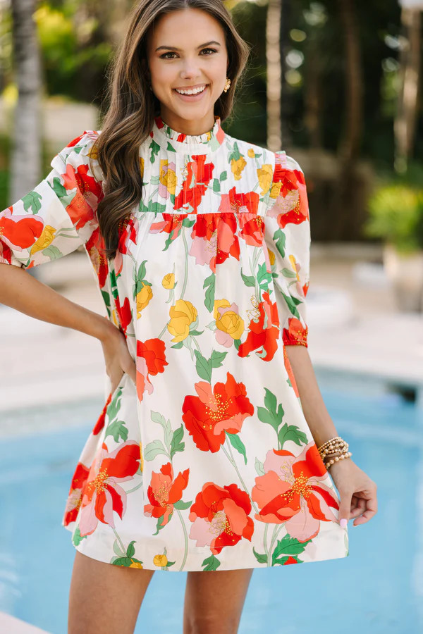 Think Of Me Red Floral Dress | The Mint Julep Boutique