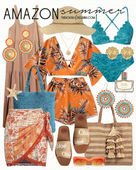 Shop these Amazon Vacation Outfit and Resortwear finds! Summer outfit Beach travel outfit, bikini, raffia tote beachbag, matching set, swimsuit coverup, Chloe logo slide sandals, statement earrings, sun hat, straw hat, maxi dress, and more!

Follow my shop @thehouseofsequins on the @shop.LTK app to shop this post and get my exclusive app-only content!

#liketkit 
@shop.ltk
https://liketk.it/4GSSh

#LTKSwim #LTKTravel #LTKFindsUnder50