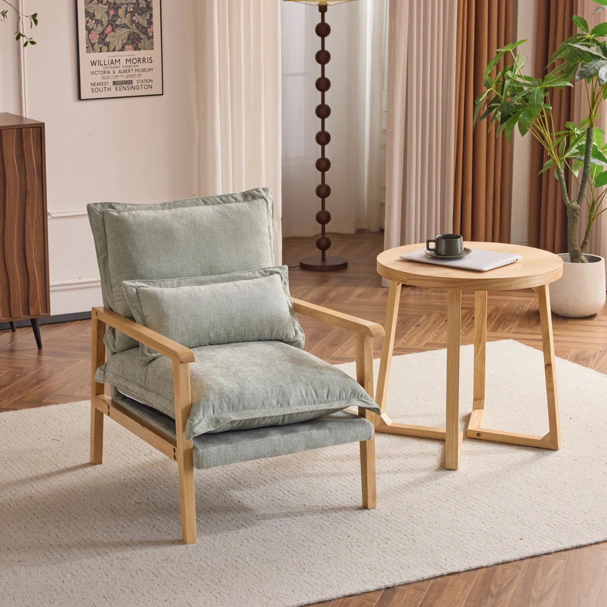 Ebern Designs Masson Chenille Accent Chair Armchair With Pillow & Reviews | Wayfair | Wayfair North America