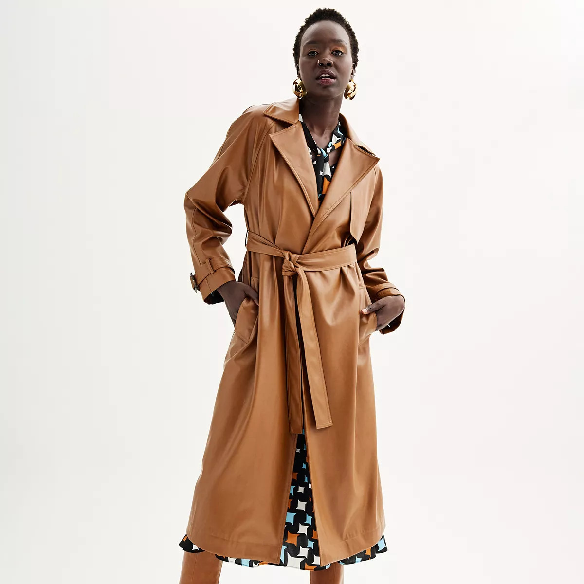 Women's Nine West Faux Leather Trench Coat | Kohl's