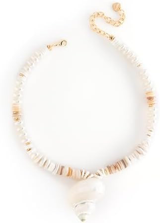 Simulated Tiny Seed White Pearl Conch Shell Charm Necklace | Amazon (US)