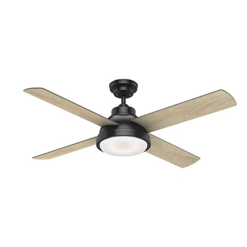 54" Levitt 4 - Blade LED Standard Ceiling Fan with Wall Control and Light Kit Included | Wayfair North America