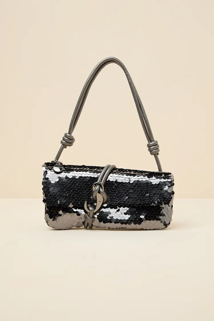 Alice Gunmetal Silver Sequin Shoulder Bag | Lulus