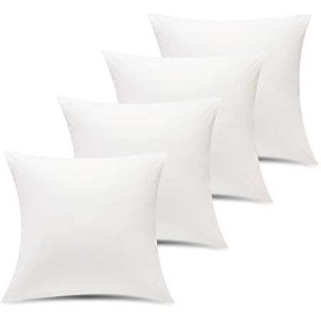 Utopia Bedding Throw Pillows Insert (Pack of 4, White) - Cotton Blend Shell 20 x 20 Inches Bed and C | Amazon (US)