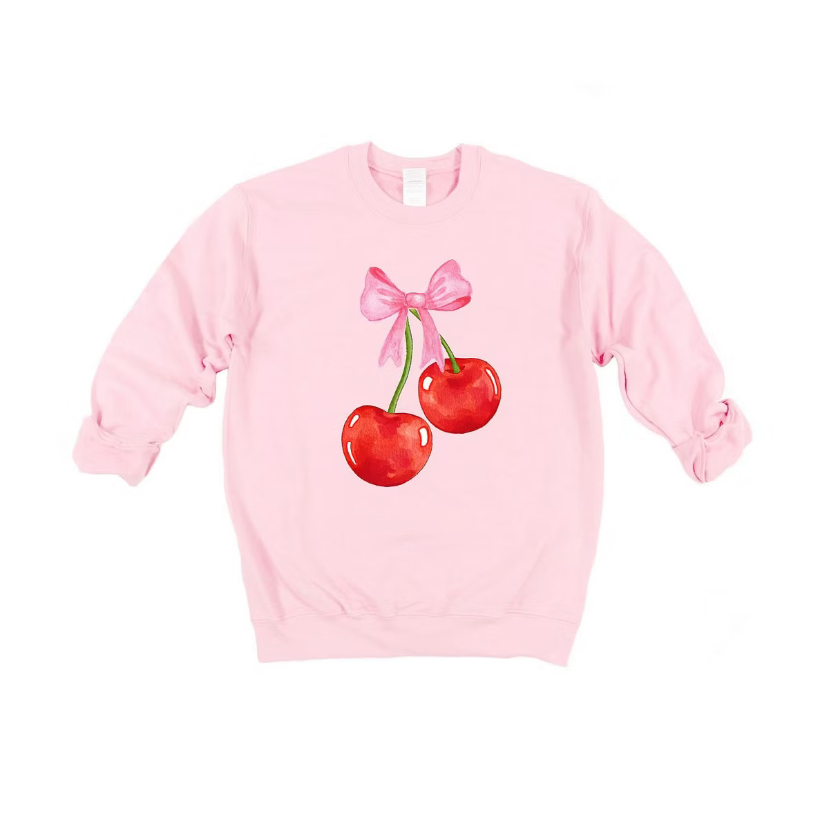 Simply Sage Market Women's Graphic Sweatshirt Coquette Cherries - S - Light Pink | Target