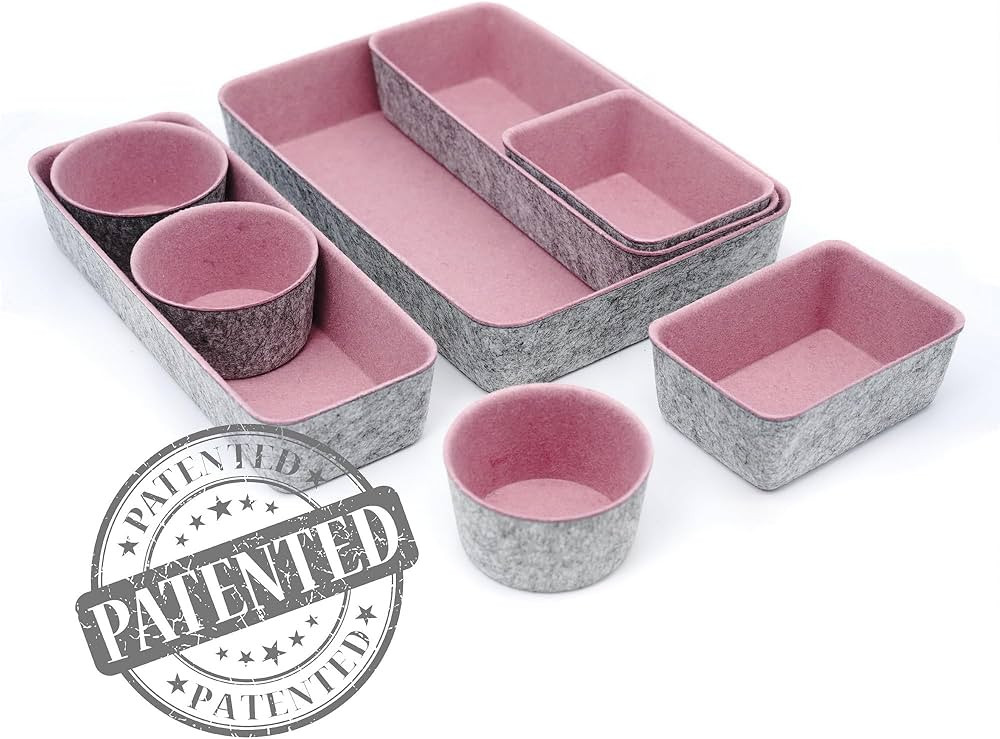 Welaxy Office Desk Drawer Organizers Bin Ring jewelry Tray Felt Shallow Draw dividers Box for pen... | Amazon (US)