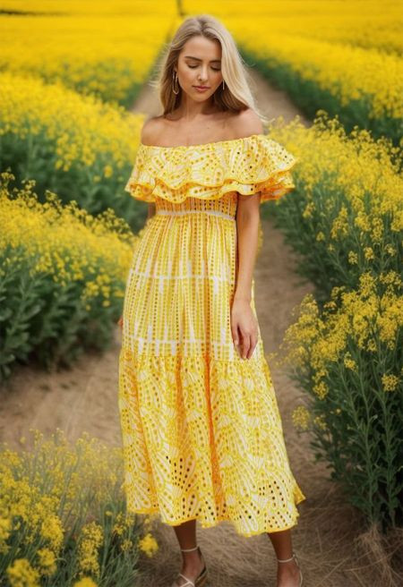 Off-Shoulder Tiered Ruffle Embroidered Eyelet Dress | Chicwish