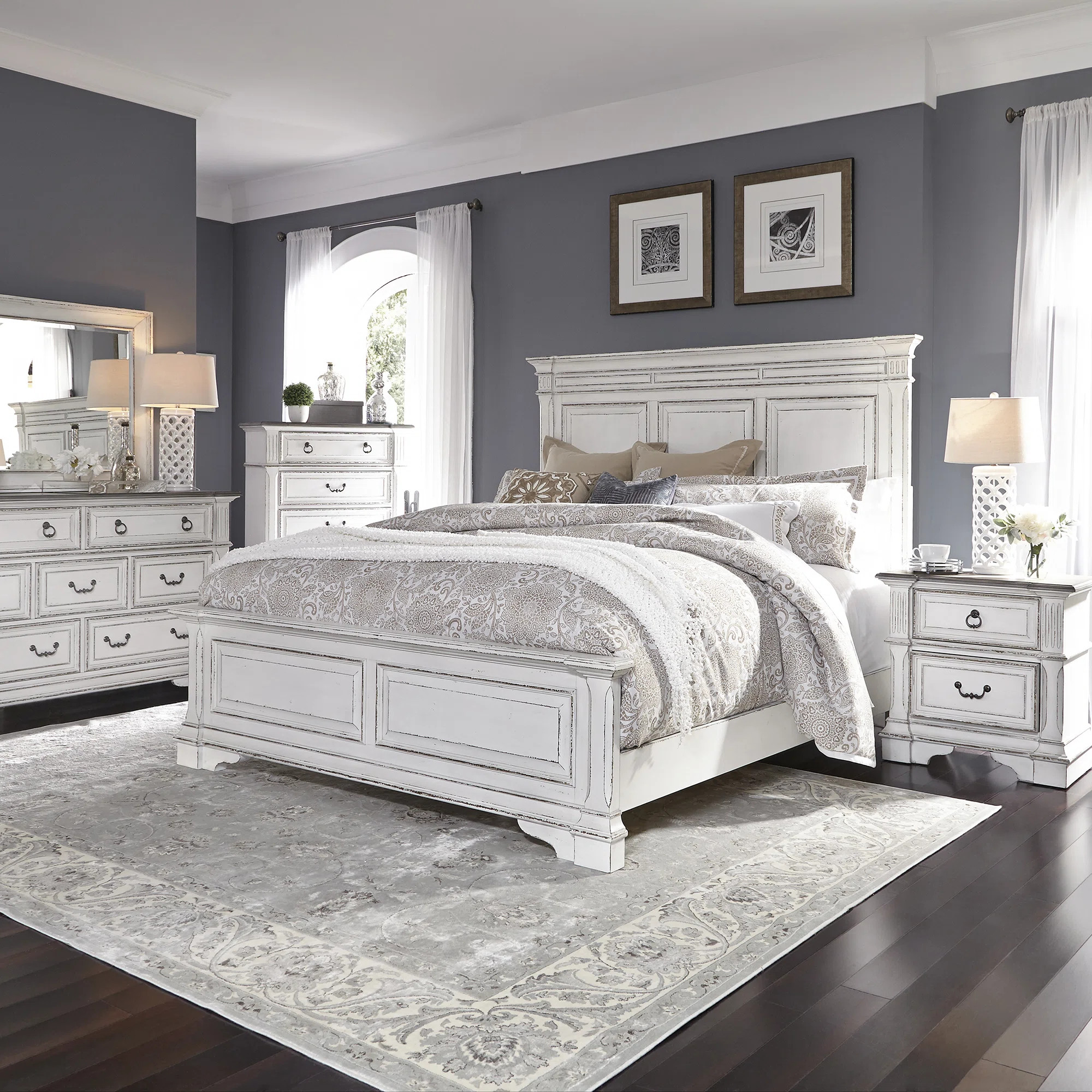 Exmouth Panel Bed, Dresser & Mirror, Chest, Night Stand Set | Wayfair North America