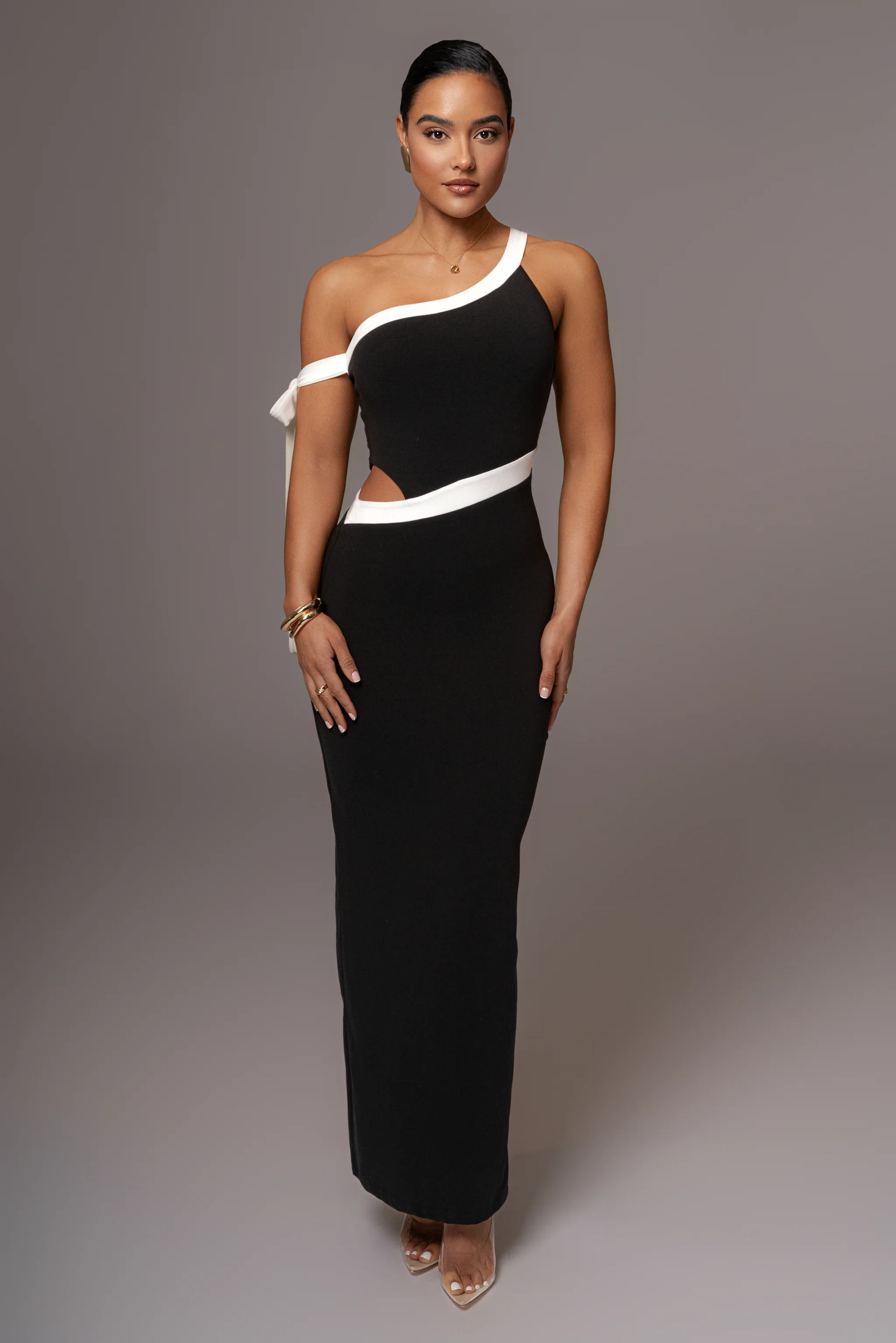 Black Jorden Contrast Maxi Dress | JLUXLABEL
