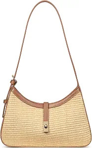 CLUCI Straw Shoulder Bag for Women, Small Vegen Leather Purse | Mini, Crescent, Y2K, Adjustable S... | Amazon (US)