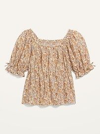 Puff-Sleeve Square-Neck Floral Babydoll Blouse for Women | Old Navy (US)