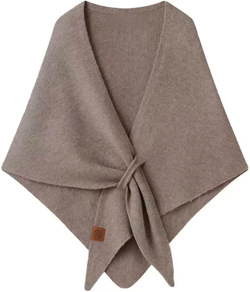 Women's Winter Chunky Wool Blend Knit Triangle Shawl Oversized Lazy Style Warm Scarf Elegant Cros... | Amazon (US)