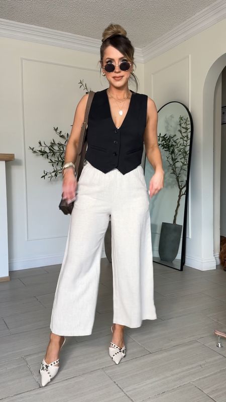 Same base 3 SHOES! Showing you a few ways to style this casual chic SPRING OUTFIT 😍

✔️ linen pants + vest  SMALL
✔️ tank top SMALL

#LTKU #LTKfindsunder50 #LTKsalealert