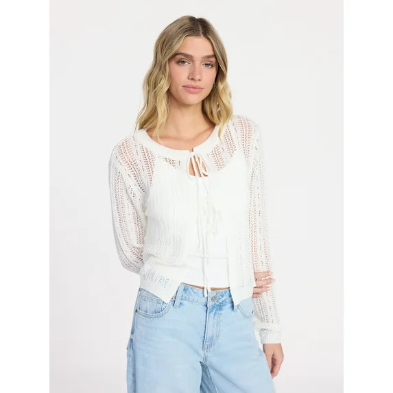 No Boundaries Tie Front Cardigan, Women's XXS-XXL | Walmart (US)