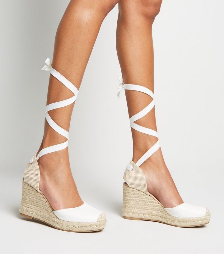 White Ankle Tie Espadrille Wedges
						
						Add to Saved Items
						Remove from Saved Items | New Look (UK)