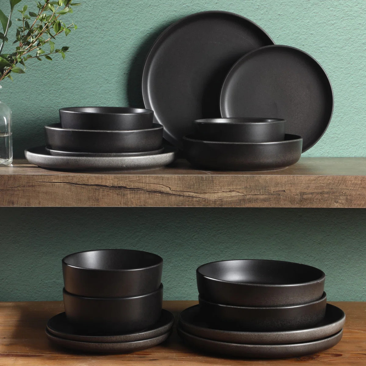 Gibson Soho Lounge Pasco 16 Piece (Service for 4) Plates and Bowls Double Bowl Reactive Glaze Dis... | Wayfair North America