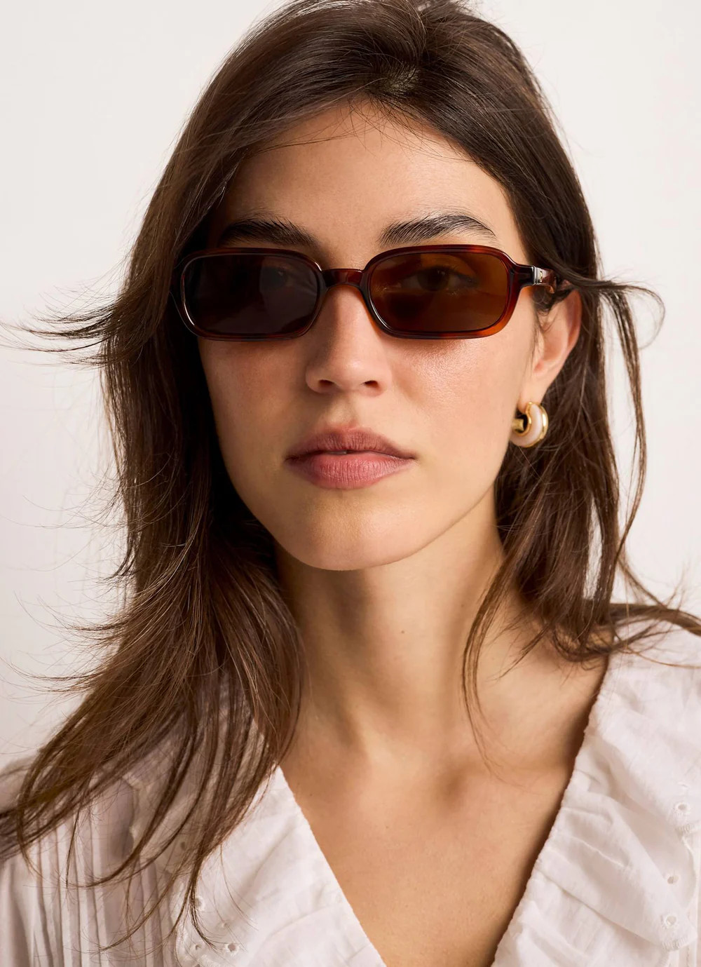 Le Specs Pilferer Brown Tortoiseshell Rectangular Sunglasses | Mint Velvet