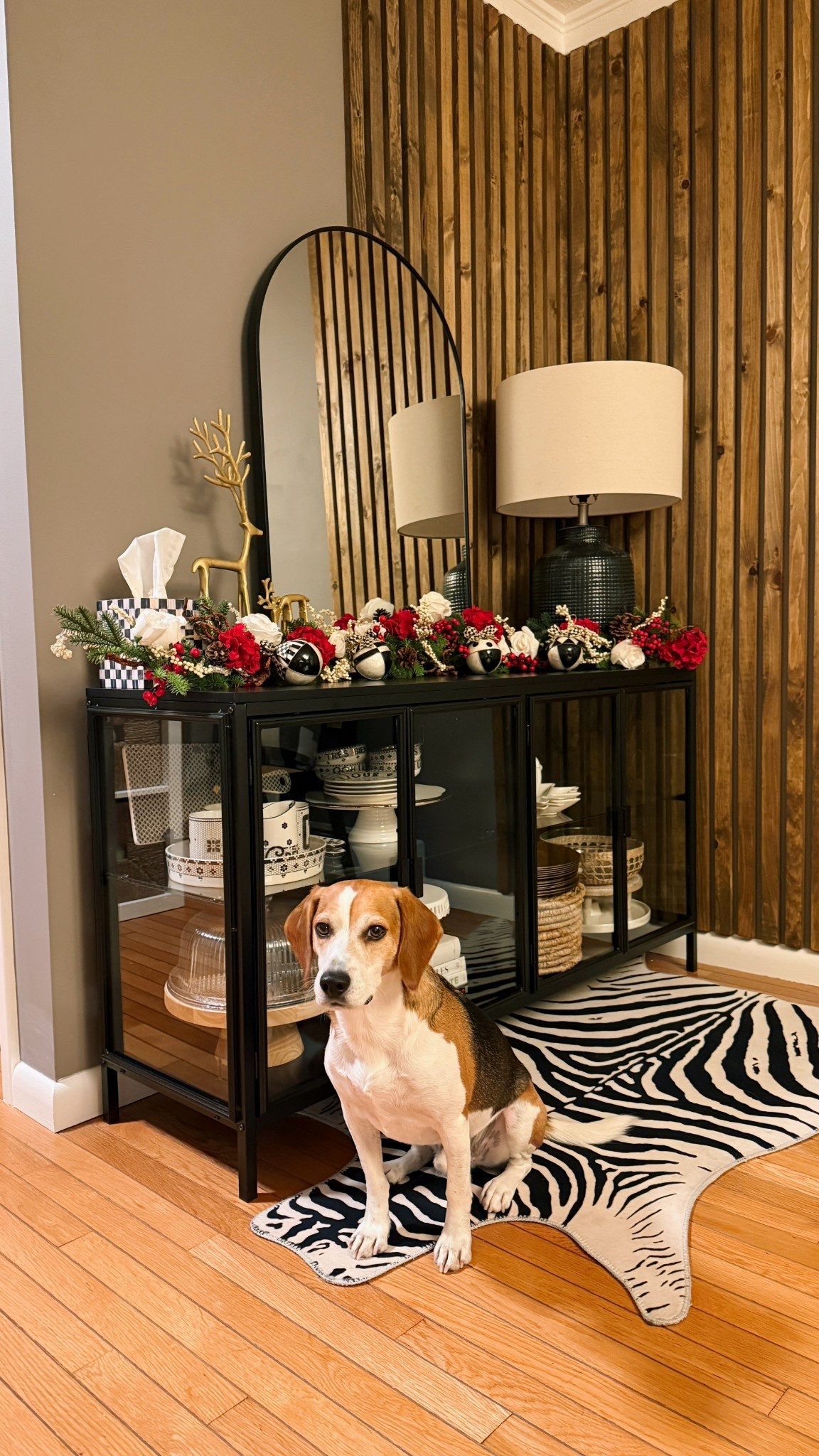 Modern black buffet with tempered glass is the pertable to display favorite dishware while still having plenty of tabletop space for serving or for holiday decor! 

#LTKHome #LTKSeasonal #LTKHoliday