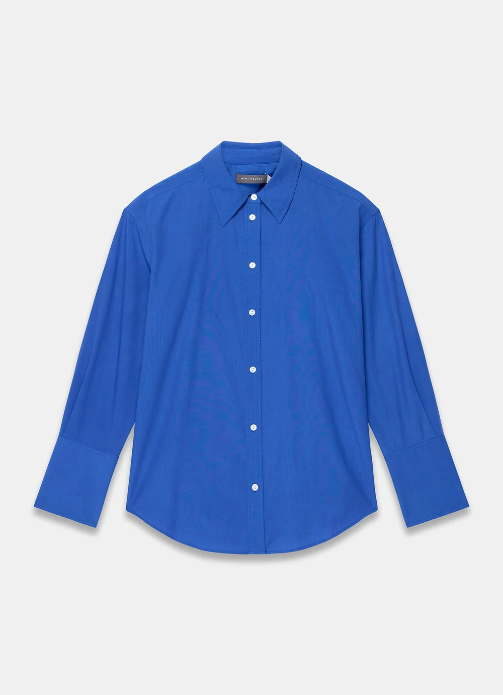 Blue Cotton Blend Tailored Shirt | Mint Velvet - ROW