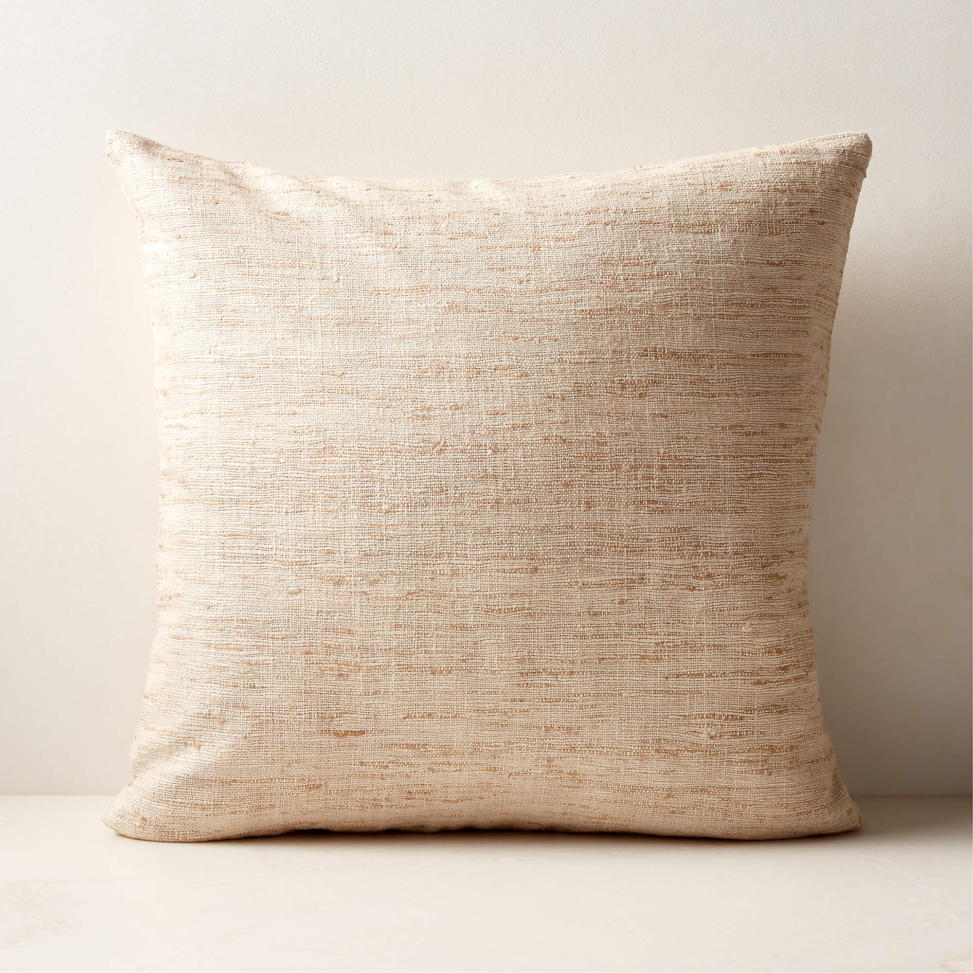Raj White Silk Throw Pillow with Feather-Down Insert 20''x20" + Reviews | CB2 | CB2