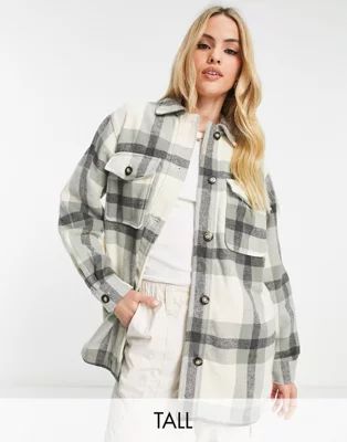 New Look Tall check oversized shirt in green | ASOS (Global)